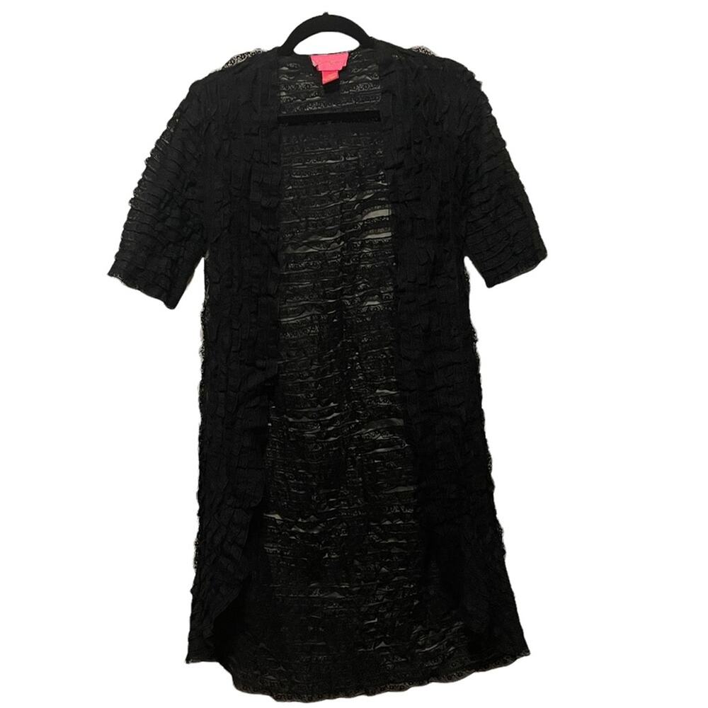 Betsey Johnson Black Nylon‎ See Through Over Coat